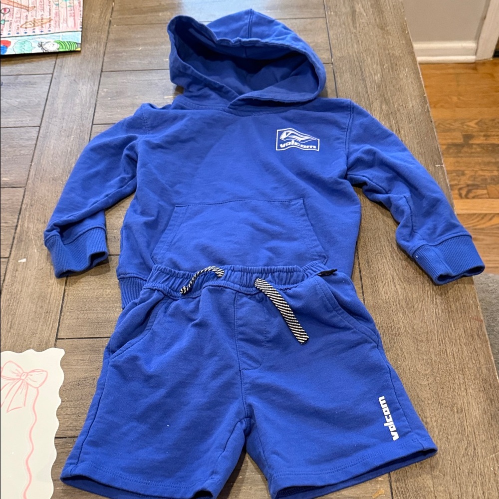 Volcom Royal Blue Hoodie and Shorts Set